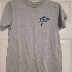 Gray Kids T-Shirt with Blue Fish Design